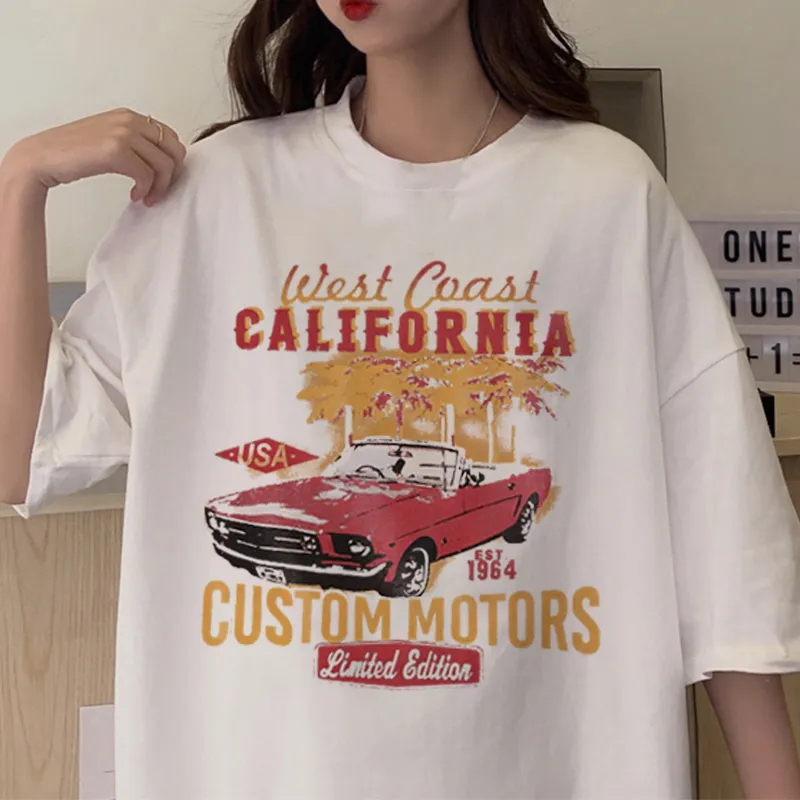 Wit oversized t -shirt vrouwen zomer Harajuku Letter auto print korte mouw grafisch T -shirt femme plus size tops t -shirts 220615