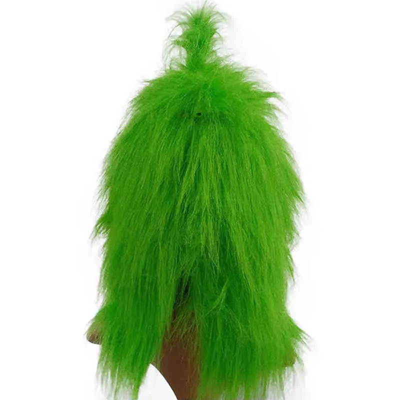 Schattig hoe kerstgroene haren grinch cosplay masker latex Halloween Xmas volledige hoofdkostuum rops L220530286G8305474