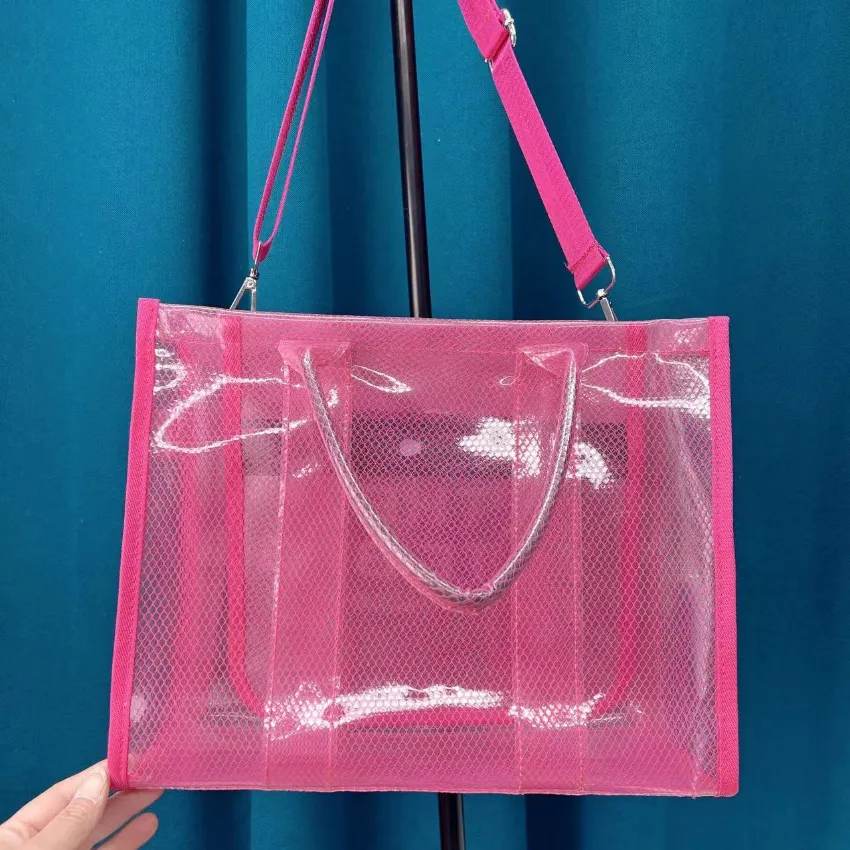 Fashion Designer Women's Summer Transparent Tote Bags 2022 New PVC Jelly Color Large-capacity Handbags with Shoulder Strap Be3247