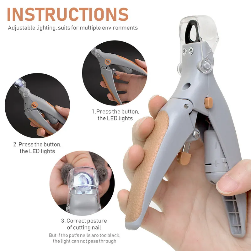 Pet Nail Clipper Scissors Pet Dog Cat Nail Toe Claw Scissors LED Light Nail Trimmer Cats Dogs Dog Grooming Animal Pet Supplies 2207459564