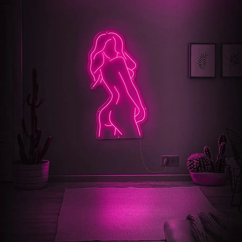 Сексуальные неоновые светильники на заказ обнаженной леди арт стена гибкий светодиод для комнаты клуб по случаю дня рождения