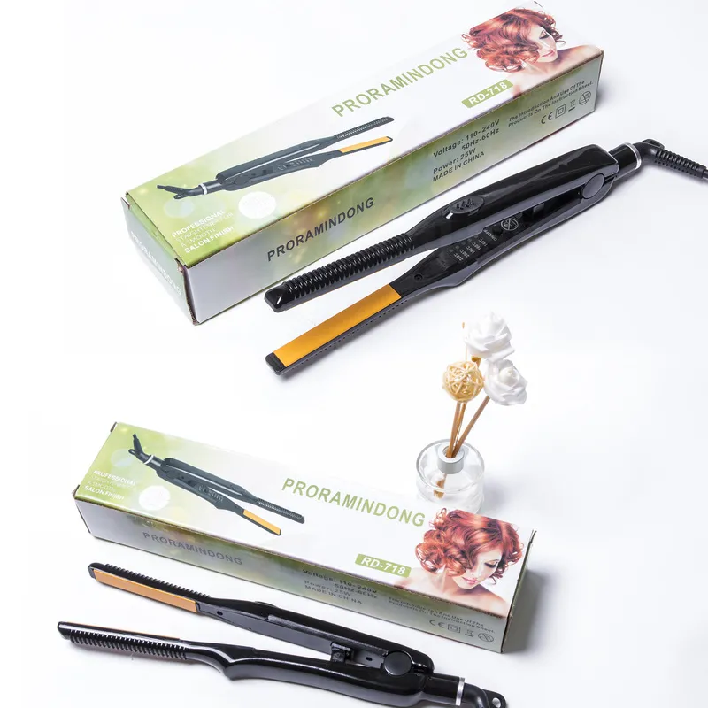 2 in 1 in in 1 a hair straightener curler 짧은 머리 미니 헤어 스트레이핑 작은 평평한 아이언 남자 수염을 똑바로 세우는 가장 얇은 양모 컬 220623