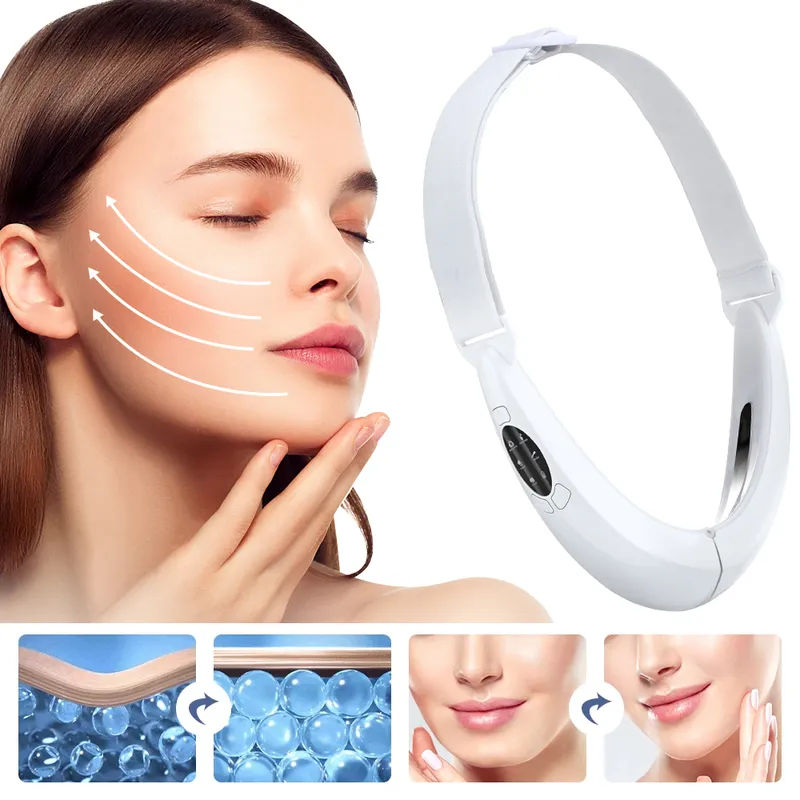 EMS Massager V-Line Lift Up Belt Red Blue Light Face Defict Distration Device Defuls Double Chin 220428
