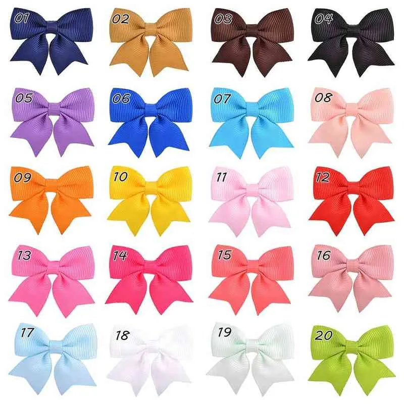 20 sztuk / partia Grosgrain Wstążka Bow Hairpin Dziewczyna Włosy Łuki Boutique Solid Hair Handmade Bowknot Clip dla dzieci Akcesoria do włosów AA220323