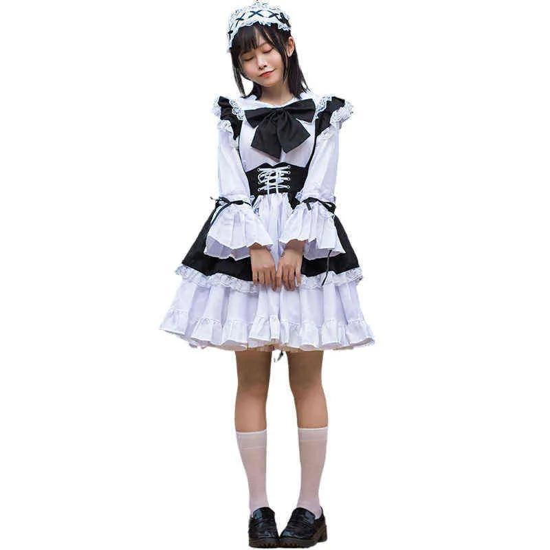 Anime kostuums Vrouwen Meid Outfit Anime Lolita Jurk Leuke Mannen Cafe Komen Cosplay L220802250C