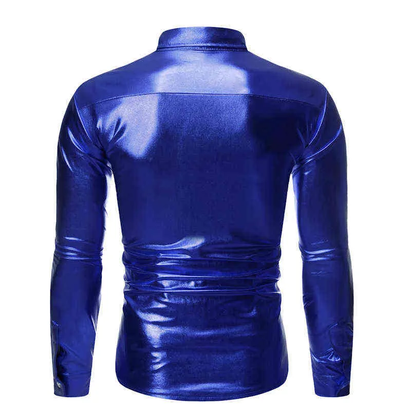 Royal Blue Paillettes Chemise Hommes Chemise Homme 2022 Mode Brillant DJ Nightclub Chemise Mens Party Mariage Tuxedo Robe Chemises Camisas L220704