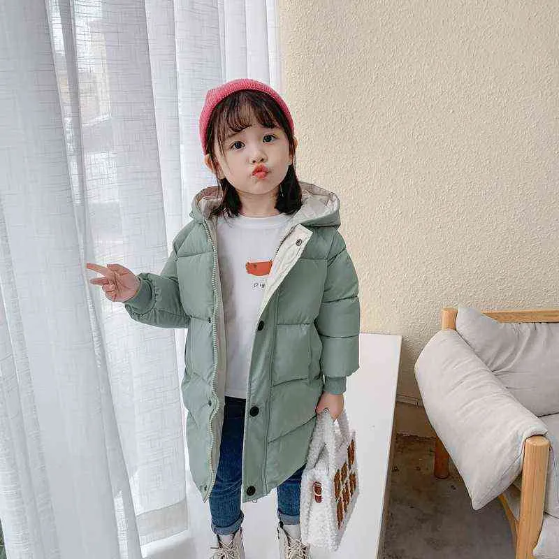 Big Size Long Style Keep Warm Boys Girls Jacket 2021 New Fashion Outdoor Thick Hooded Outerwear For Kids Birthday Children Jacket J220718