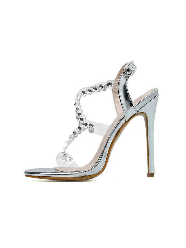 Sandals Pzilae New Summer Crystal Transparent Pvc Crossstrap Shoes Woman Sexy High Heels Sandals Elegant Ladies Wedding Party 220704