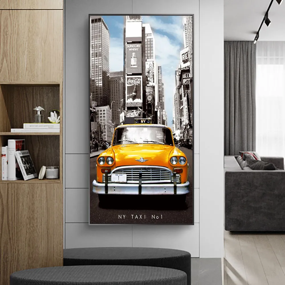 New York Yellow Taxi Canvas Painting Canvas Print Wall Art Picture For Living Room Home Decor Wall Decoration Frameless