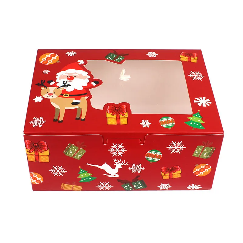10 قطع عيد الميلاد كوكي مربع كرافت ورقة الحلوى هدية صناديق أكياس الغذاء تغليف مربع عيد الميلاد حزب الاطفال هدية السنة نافيداد ديكور 220420