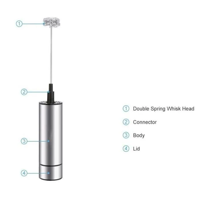 Ferramentas de ovo Double Spring Head Leite Frother Frother Handheld Battery Operado Frother-Milk Drink Brink Misturador de aço inoxidável batidas