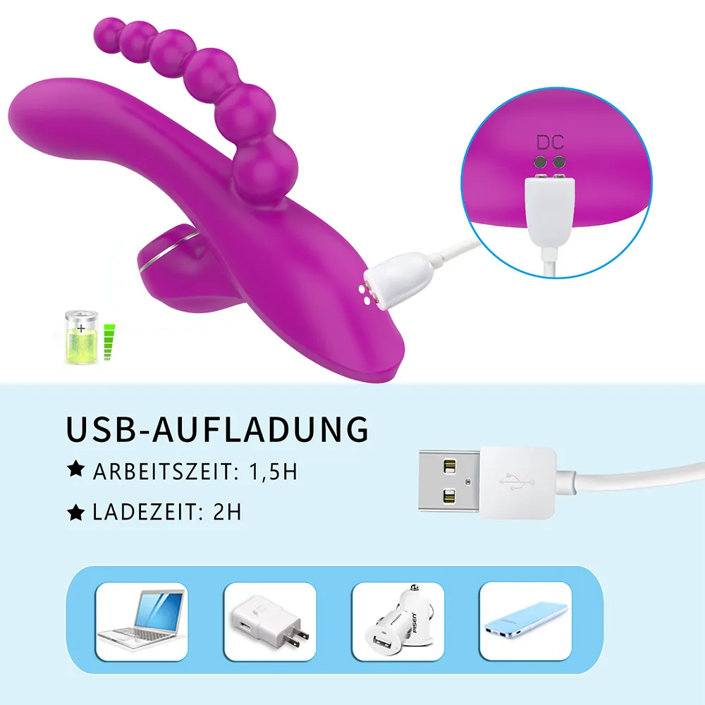 Nuovo 3in1 Sucking Vibratore Dildo le donne Palline anali Plug G-Spot Vagina Masturbazione Massaggiatore Giocattoli sexy femminili adulti