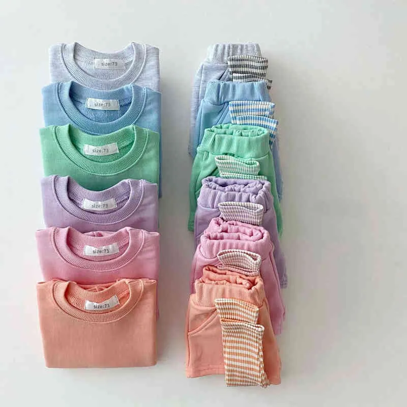 Koreańskie ubrania dla dzieci chłopcy dziewczynki kolorowe bluzy spodnie 