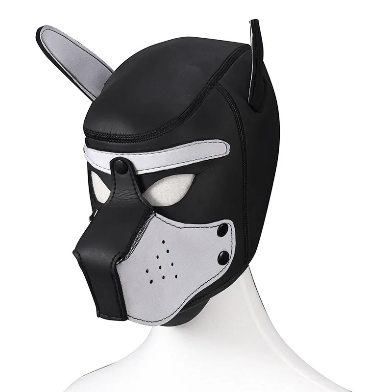 Brand Fashion Padded Latex Rubber Role Play Dog Mask Party Mask Puppy Cosplay Full Head with Ears SM Sex Toys For Couples 220711