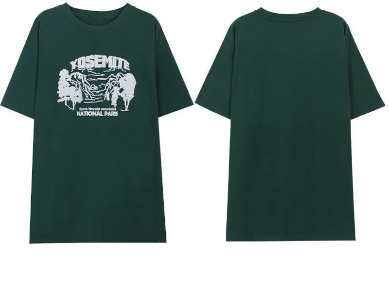 Zoenova Green Graphic Tシャツのための女性特大の街ティーファッション服