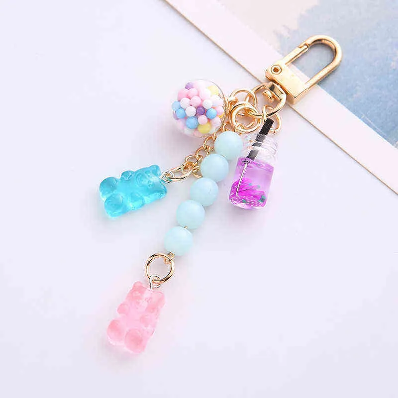 Arco-íris Doces Bear Keychain Chaveiro Animal Charme Para Airpods Case Case Pingente Mulheres Homens Saco Carro Keyring Presente Acessórios AA220318