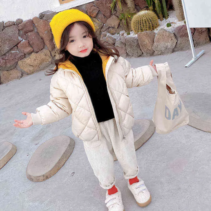 Winter Boys Girls Hoodie Square الهندسة الأسلاك الجري 2-8 سنوات الطفل الانضمام إلى مخمل الأزياء الكورية للأطفال J220718