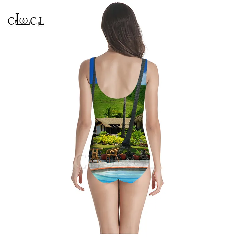 Sandy Beach Women Palm Palm Tree Onepiece 3D Print Kobiety Bez rękawów Seksowne stroje kąpielowe Summer Ladies Beach Swimsuits 220617