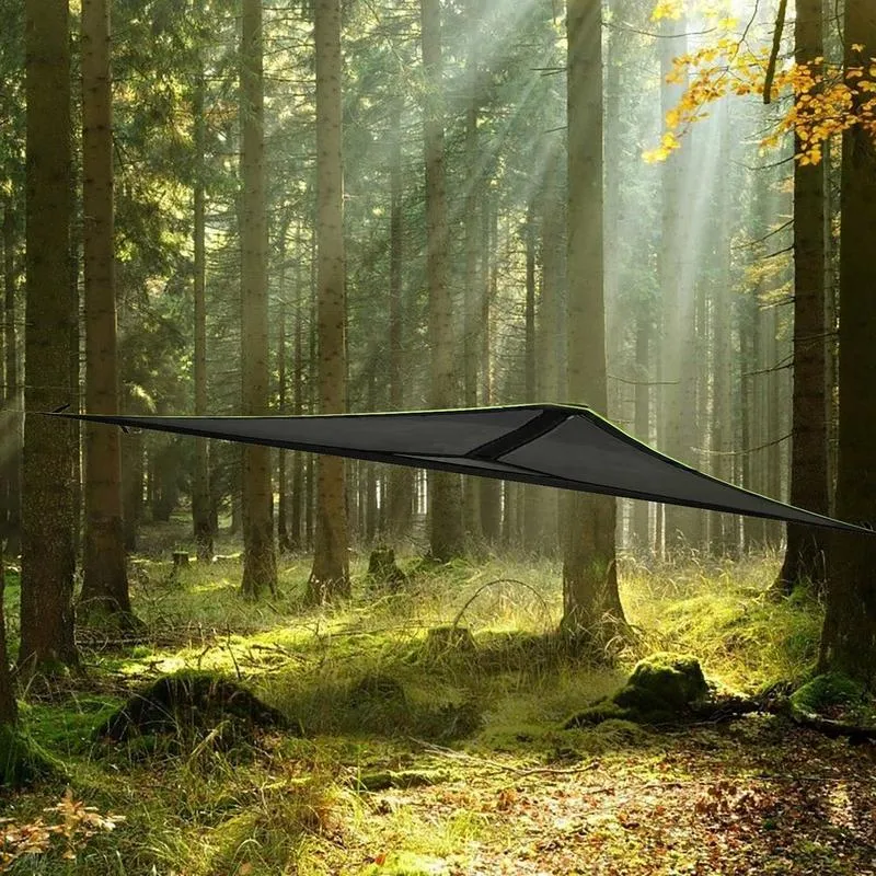 Portable Outdoor Camping Hammock Folding Aerial Triangle Hammock Hanging Cot Bed For Outdoor Travel Camping Canopy 220606