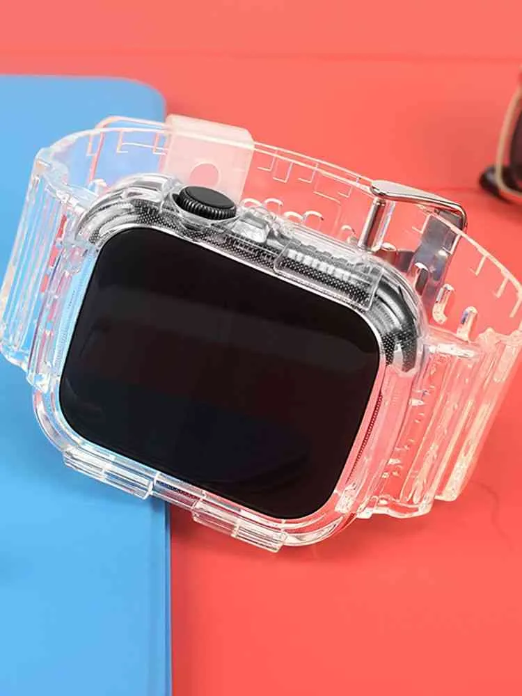 Silicone Crystal Clear Sports Pulseira Apple Watch Band Series SE6 5 44mm 42mm Substituição PARA IWATCH 3 2 38mm 40mm261L8409904