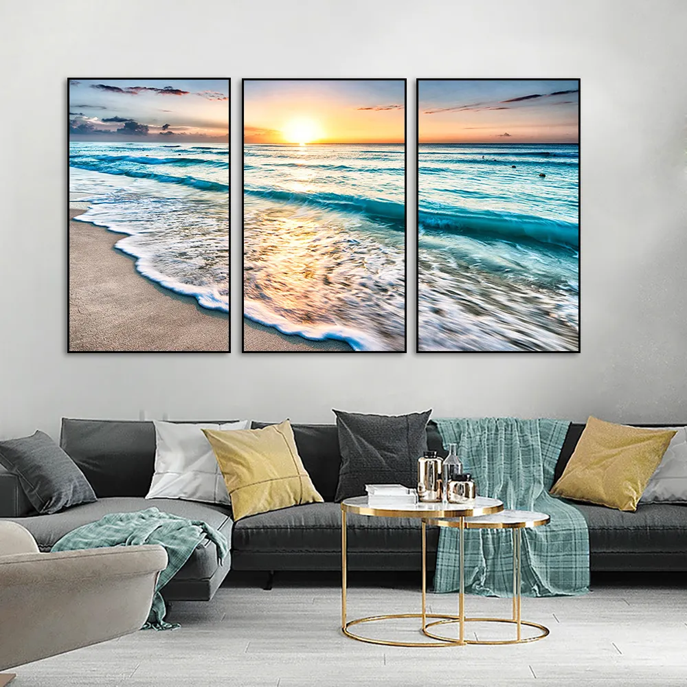 Decorazioni da parete tramonti naturali, mare, spiaggia, paesaggio, poster e stampe, pittura su tela, panorama, immagine scandinava soggiorno, camera da letto