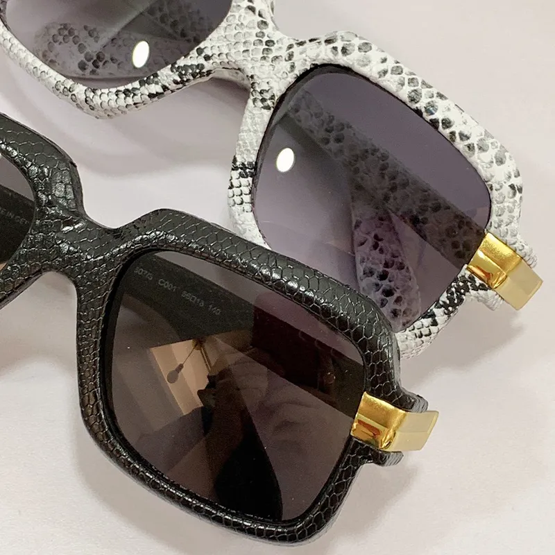 Moda caz męskie okulary przeciwsłoneczne projektant damski ciemnozielony wzór węża dekoracyjne okulary rama pary ozdobne herbatę lato Outoo232o
