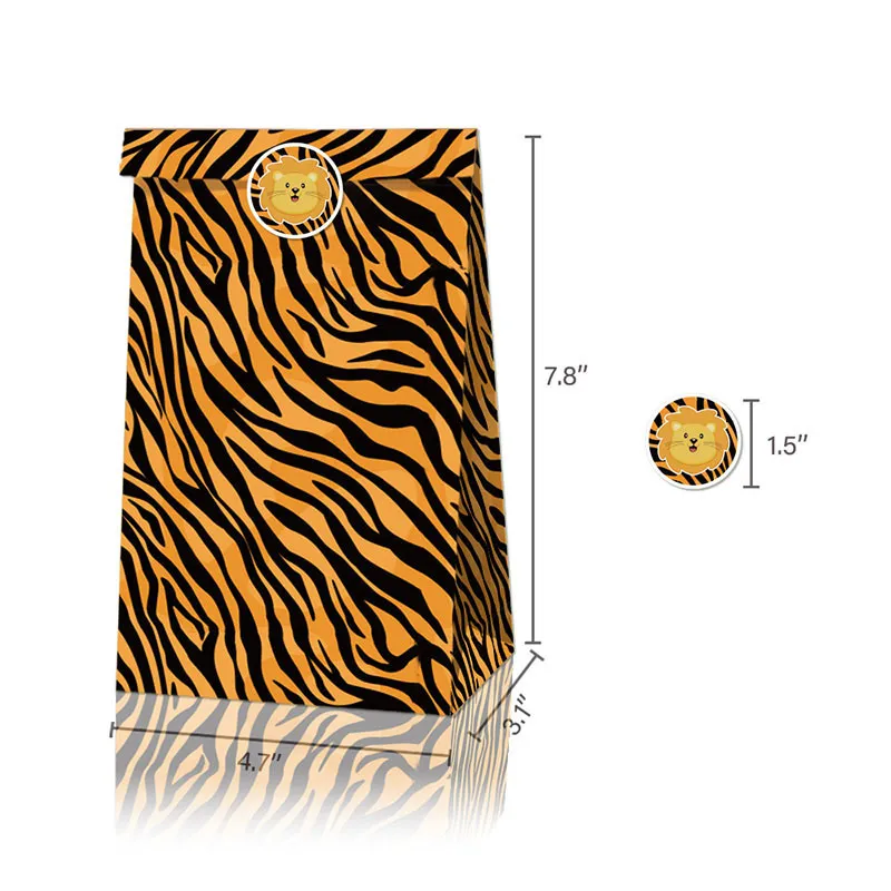 / set Jungle Décoration Animal Pied Imprimé Coffret Cadeau Sacs En Papier Kraft Enfants Safari Anniversaire Décor Fête Bonbons Coffrets Cadeaux CX220423