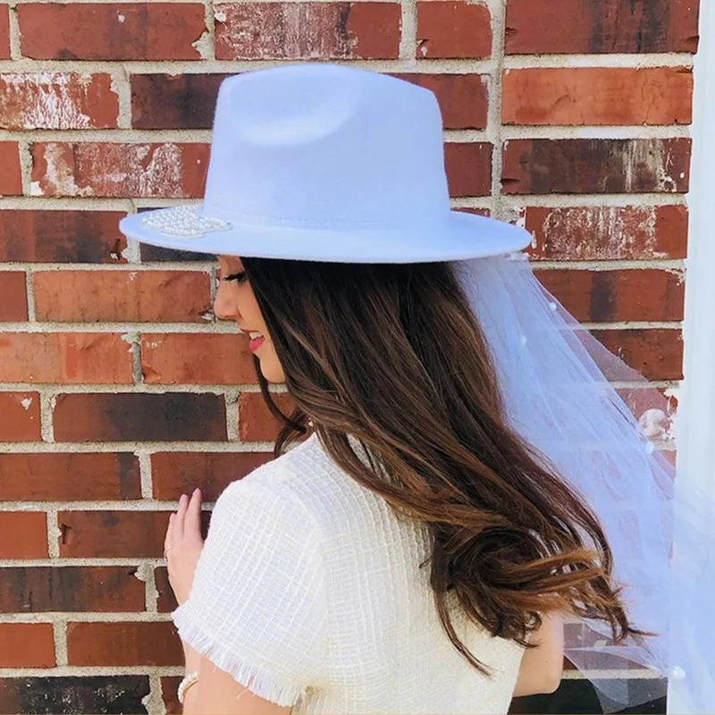Berets White Elegant Cowgirl Hat Bride Wedding Po Costume Props Summer Outdoor Women Girl Western Style Cowboy Caps DXAABerets Dav304J