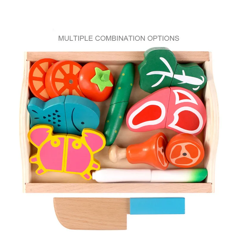 시뮬레이션 키친 시리즈 Montessori 컷 과일과 채소 나무 장난감 클래식 척하는 놀이 요리 관심 재배 220725