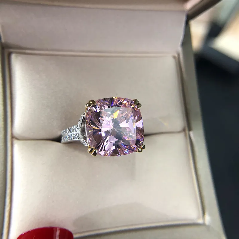 100% s925 sterling sterling scintillanti giallo rosa giallo bianco ad alto diamante carbone anelli donne regali di ebraico fine 220728
