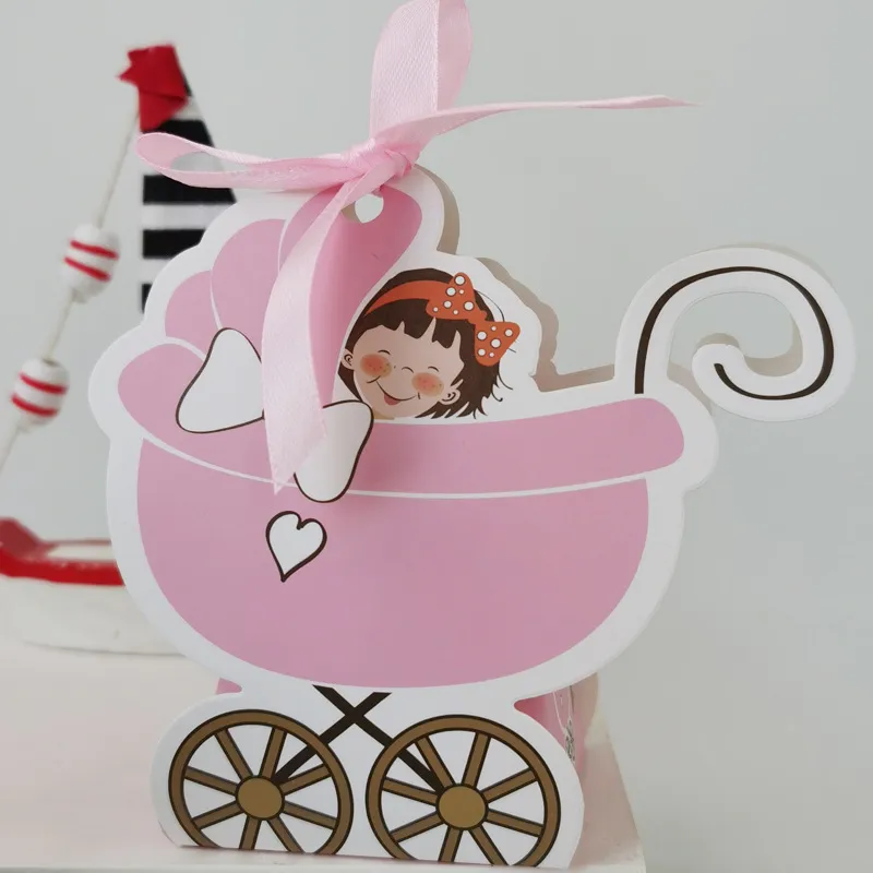 Carrozza Candy Baby Shower Boy Girl Birthday Party Gift Box Battesimo Bomboniere Battesimo Decorazione 220811