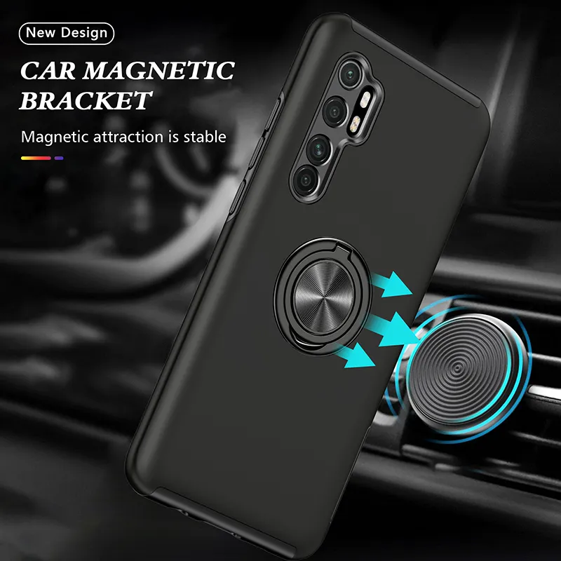 Schokbestendig Armor Gevallen voor Xiaomi MI Note 10 Lite Magnetische Metalen Ringhouder Beschermende Back Cover Coke Diepe Housing