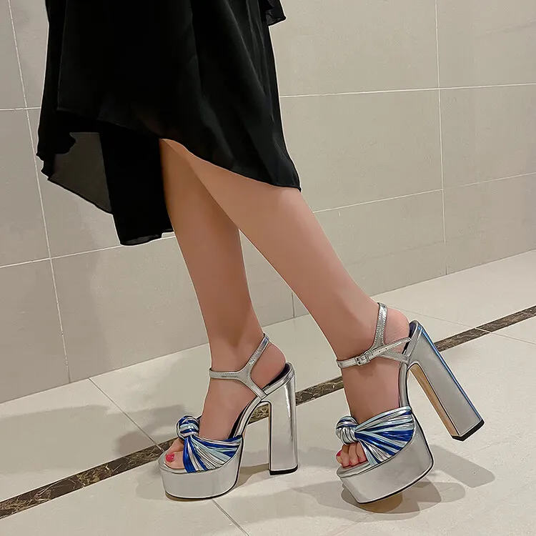 2022 Новое печатное охватывает сексуальные свадебные сандалии на вечеринке Европейская и американская мода на высоких каблуках 12см платформа большая 34-43 тканые толстые толщие толстые пятки женские туфли