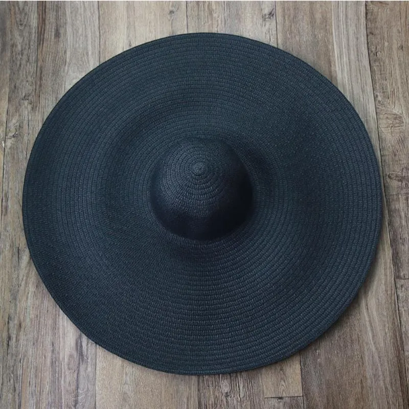 Cappelli a tesa larga 70 cm Oversize da sole Protezione UV grande Protezione da viaggio in spiaggia Cappello di paglia Estate da donna Floppy Fedora pieghevoleWi227c