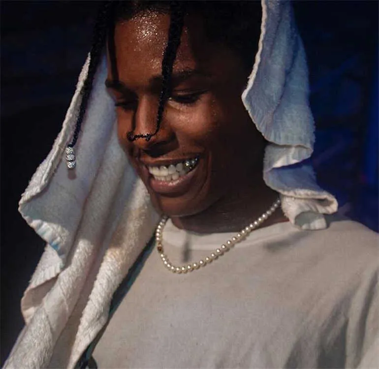 European and American pop ASAP rocky with retro artificial pearl necklace men and women hip-hop clavicle chain couple Choker