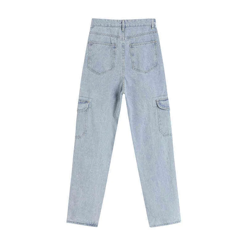 Jeans Donna Street Style Retro Tasca utensili in materiale spesso Hip-hop Pantaloni larghi a gamba larga Pantaloni a gamba dritta Trend Moda casual Nuovo T220728