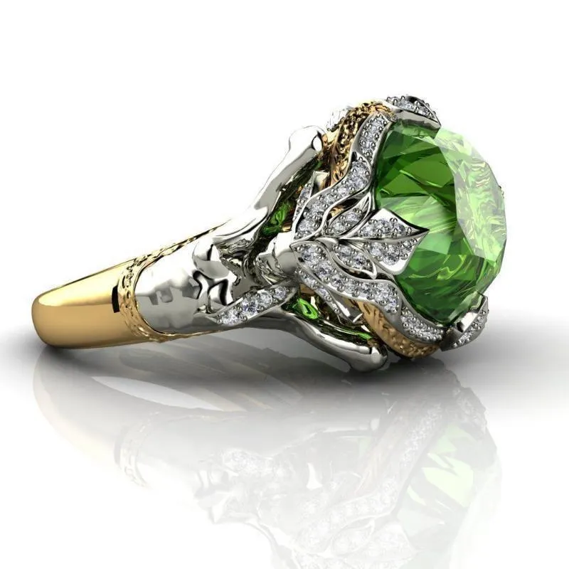 HOYON 14K gult guld färg Emerald Gemstone Ring för kvinnor Fine Anillos De Anel Bijoux Femme Smycken Bizuteria Jade 220803