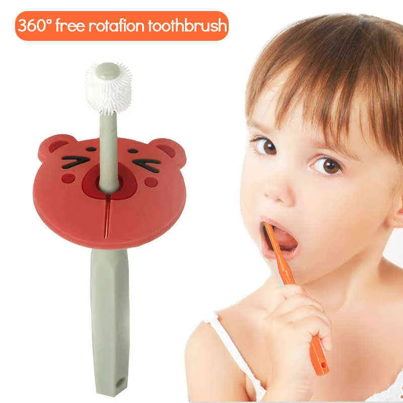 Tandborste 360 graders silikon Tandborste Träning Baby Barn Oral vård Tandborsteverktyg för gåva 0511