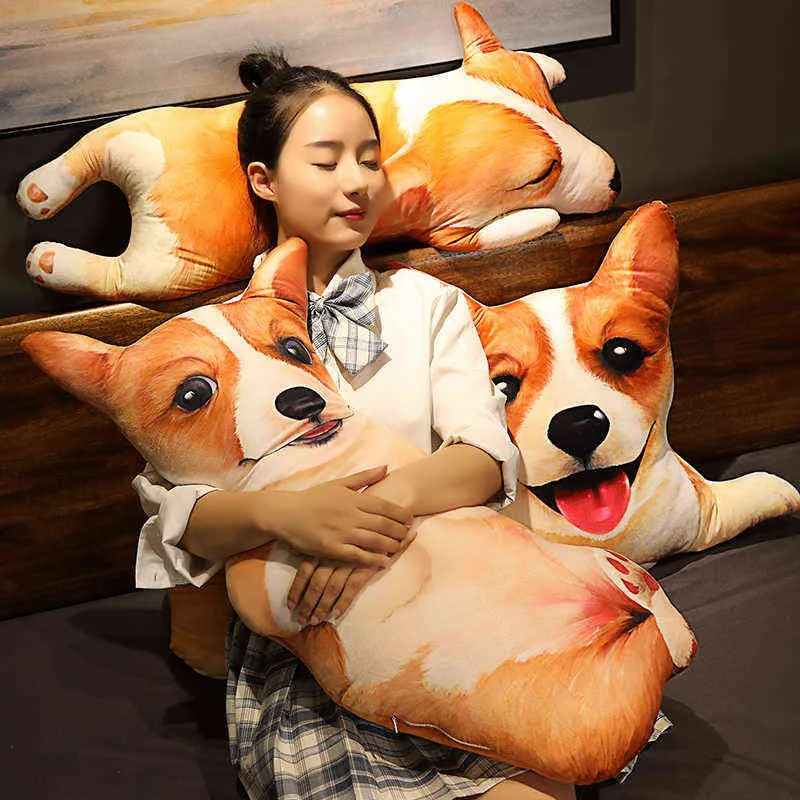 Pc cm kawaii d chien réaliste coussin en peluche mignon en peluche en peluche de canapé de couchage pour enfants enfants j220704