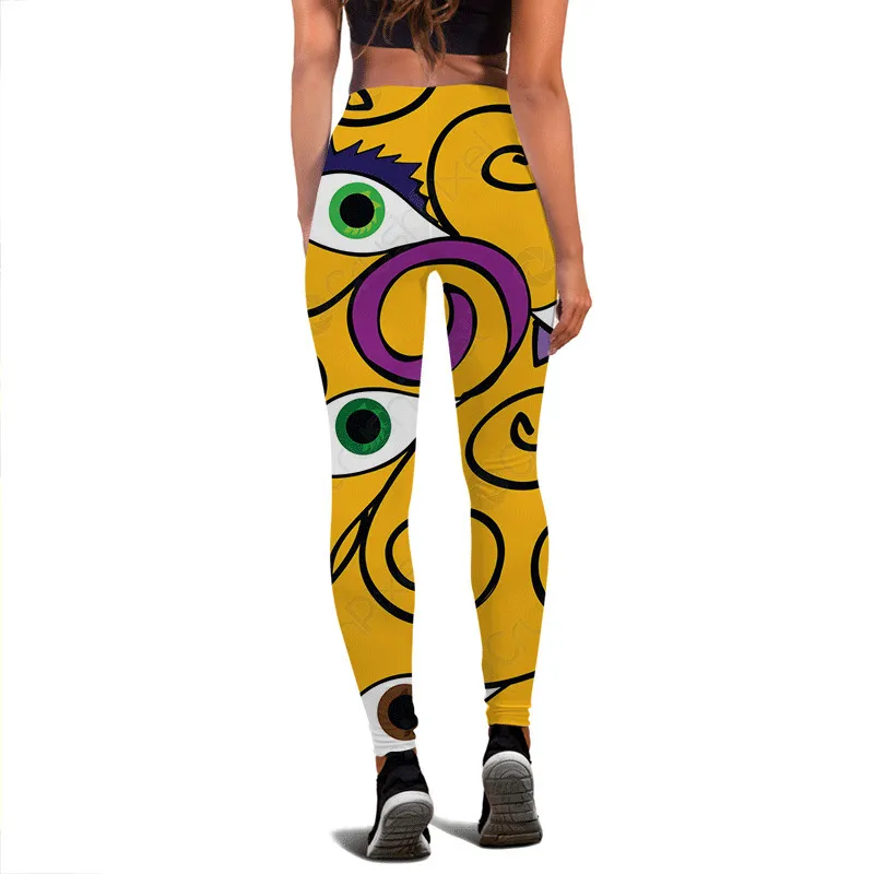 Bohemian Style Eyes Sexig Yoga Suit Leggings Sportwear 3D Printing Womens Slim Fitness Sports Suit W220617