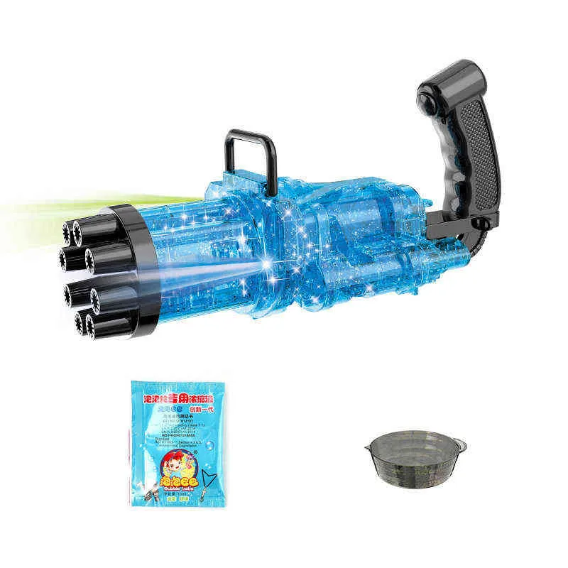 Kids Automatic Gatling Bubble Machine LED Leak-Proof Summer Soap Water Bubble Machine Maker Blower For Children Gift Toys Y220725