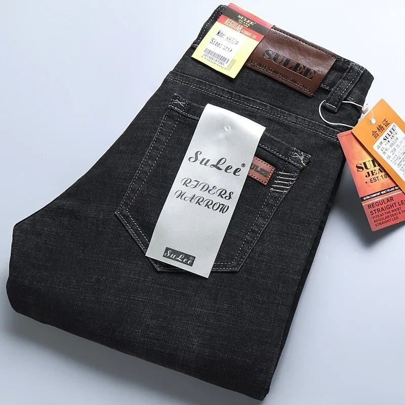 SULEE Top Marke Preis Komfort Gerade Denim Hosen männer Jeans Business Casual Elastische Männliche Hohe Qualität Hosen 220328