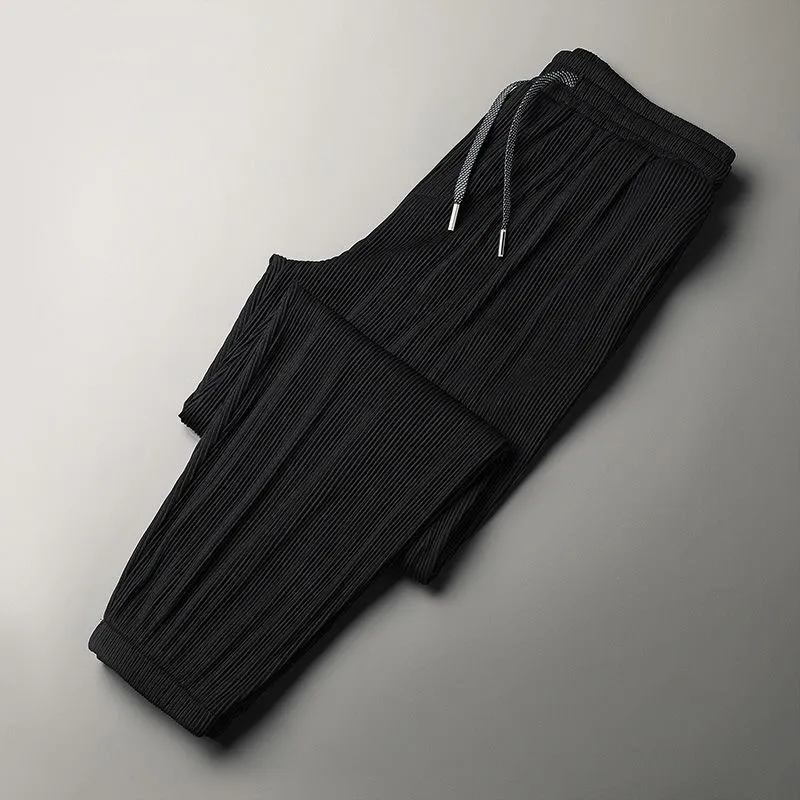 Pantaloni di seta di ghiaccio ultrasottili di seta di ghiaccio estivo Pantaloni casual allentati da uomo Pantaloni di moda Harajuku ad asciugatura rapida Pantaloni sottili da uomo 220713