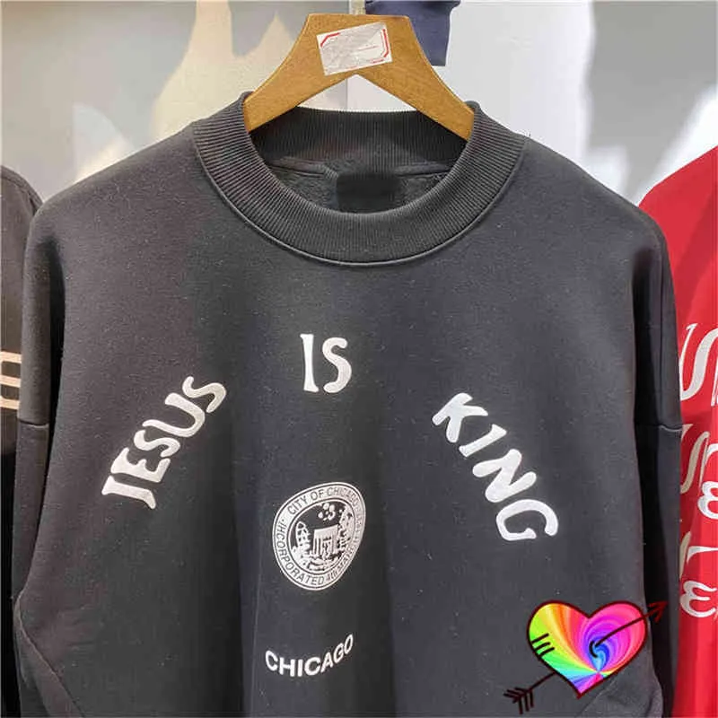 City Badge Jesus is King Sweatshirts 2022 Mannen vrouwen los fit sweatshirts Chicago ye hoodie crew nek T220802