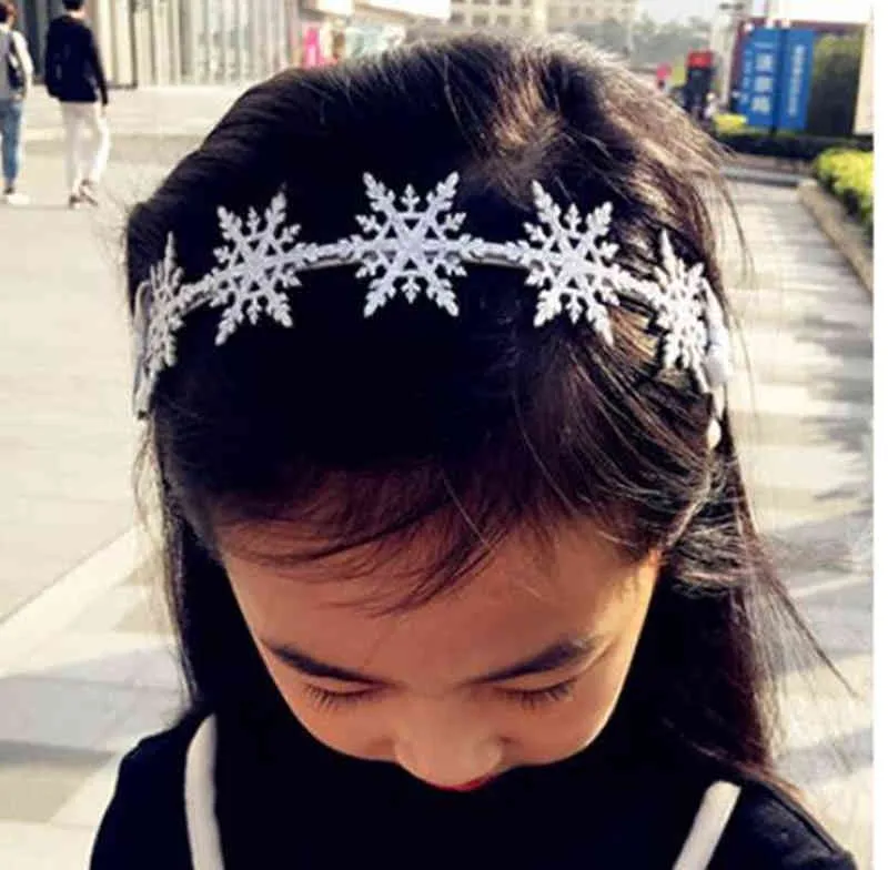 Meisjes accessoires Winter Glitter sneeuwvlok Haarband Kids Party Haar Hoops kroon clips haarbanden bands hoofddeksels AA220323