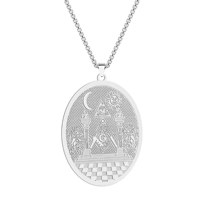 Ожерелья с подвесками из нержавеющей стали, масонское каменное ожерелье для мужчин, медаль с двумя столбами Воаза и Яхина, Прямая поставка265j