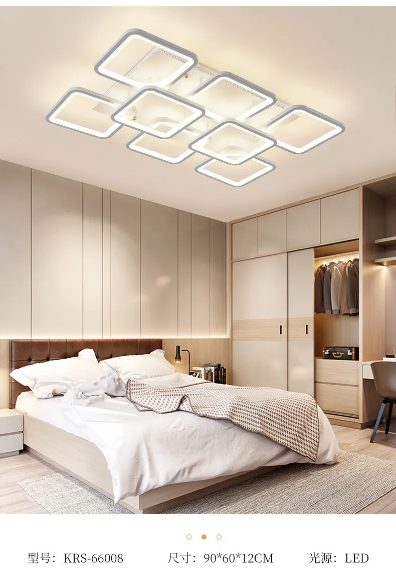 幾何学的なモダンLED天井照明四角いアルミニウムシャンデリア照明リビングルームベッドルームのキッチンホームランプフィクスチーズ290J