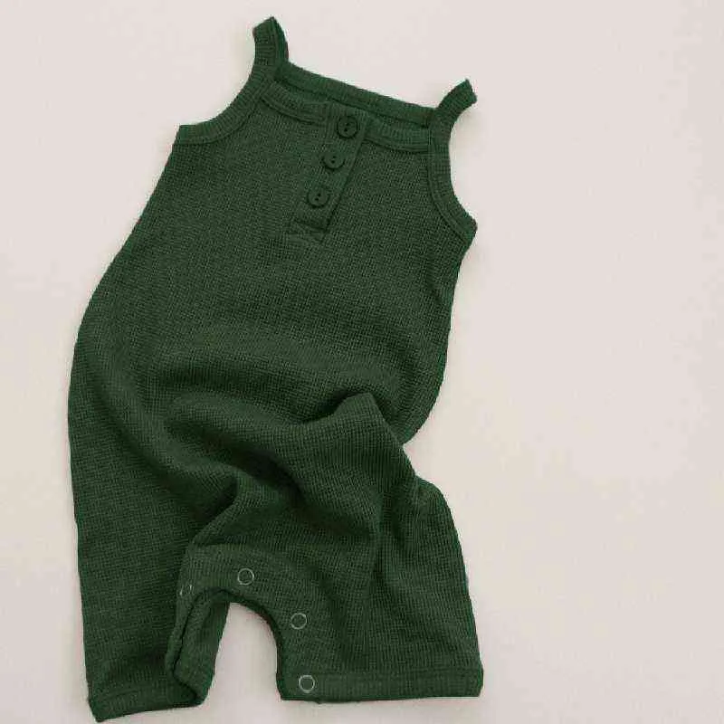 Newborn Baby Summer Rompers Cotton Infant Body Sleeveless Baby Jumpsuit Solid Ropa Bebe Baby Boy Girl Clothes G220510