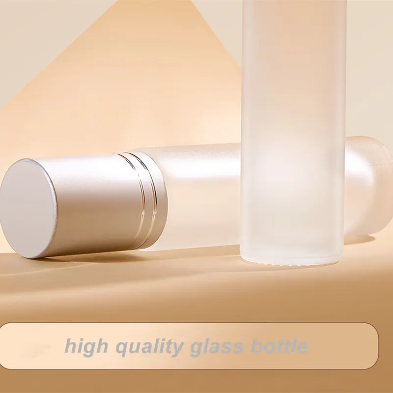 5ml10mlロールボトルの厚いつや消しガラス香水ボトルドテーラ補充可能な空のローラーエッセンシャルオイルバイアル220711