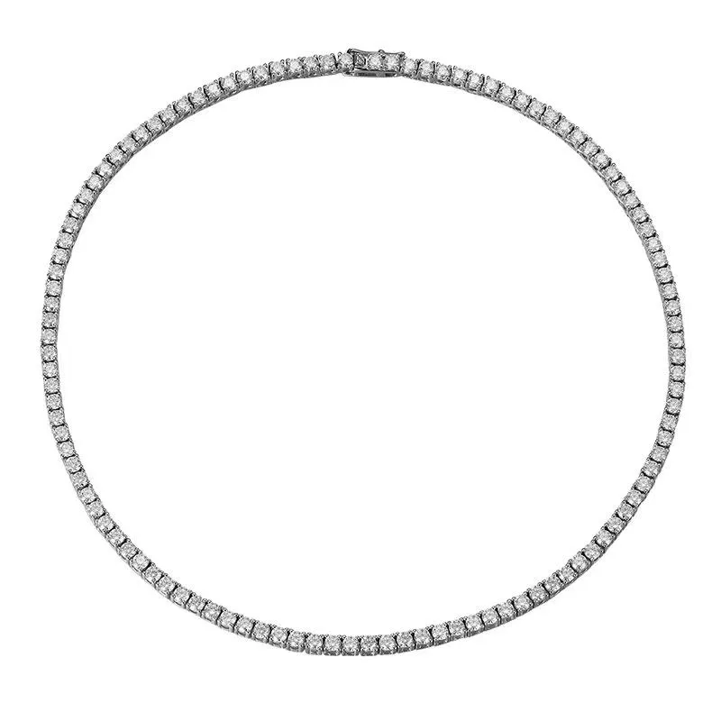 Pendant Necklaces Trendy 3mm D Color Moissanite Tennis Necklace For Women Men Plated Platinum 4 Prong Lab Diamond Chain Pass GiftP259k
